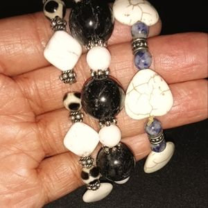 Stone Marble Bracelets..3 total..black/white/navy blue